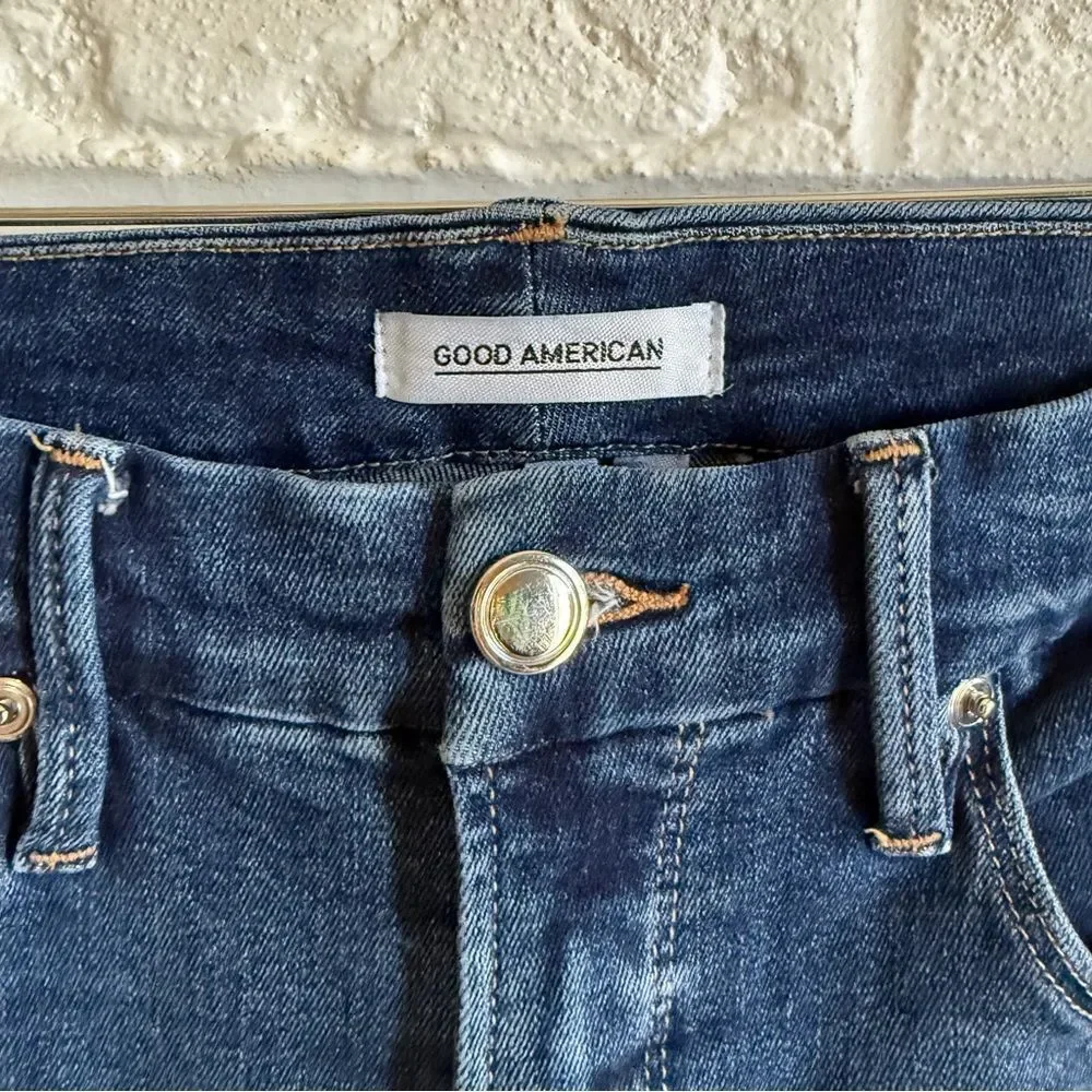 Good American Good Legs Chewed Hem Skinny Jeans Size 8